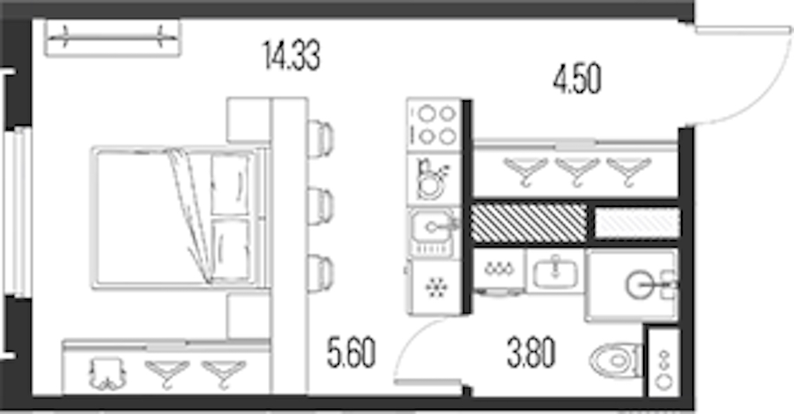 Квартира студия 28.23 м², 3/10 эт., ЖК «LEGENDA Васильевского»